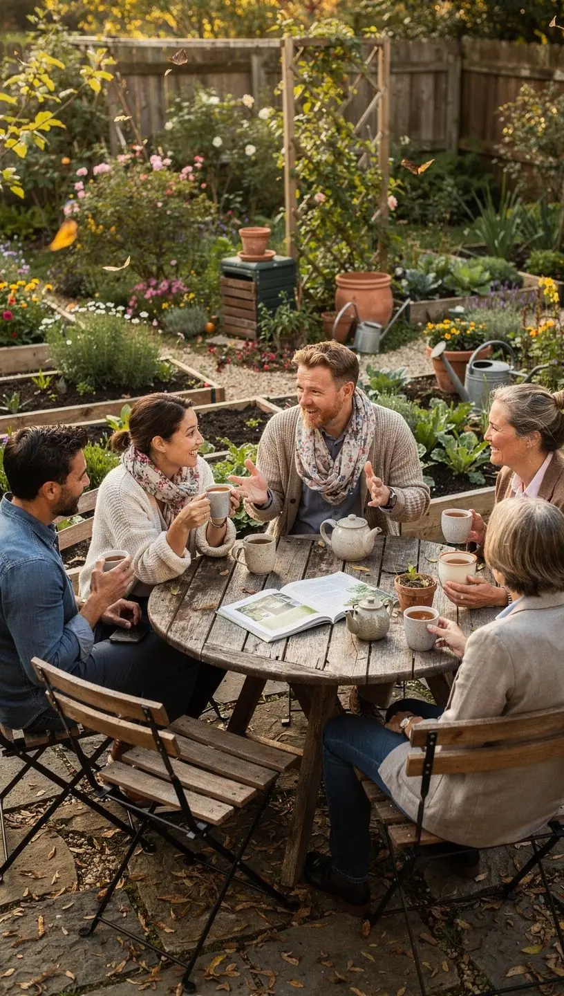 Projetos colaborativos de jardinagem em clubes.